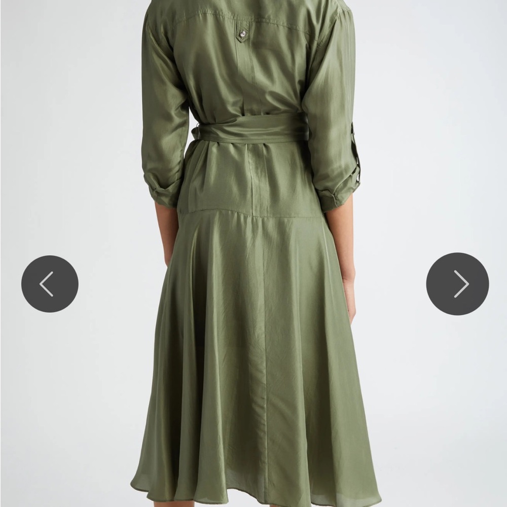 Veronica Beard Camille Green Utility Silk Dress - Picture 14 of 16